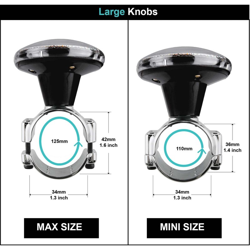 Hypersonic Large Bling Steering Wheel Knob Spinner - Compatible with