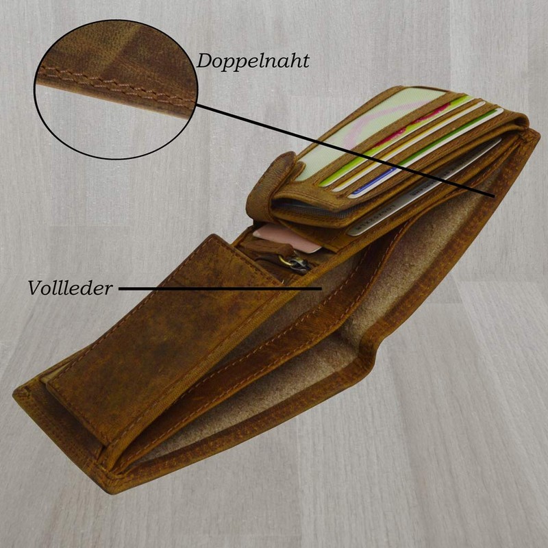 flevado Adler Men's Wallet Buffalo Leather Biker Wallet with RFID