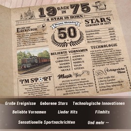 Thboxes Birthday Card 50, Back in 1975 Card Birthday Gifts for 50th Birthday Greeting Card