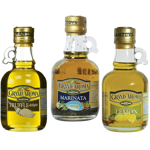 Mantova Grand'Aroma Extra Virgin Olive Oil Trio - Marinata, Truffle and Sicilian Lemon (Pack of 3)