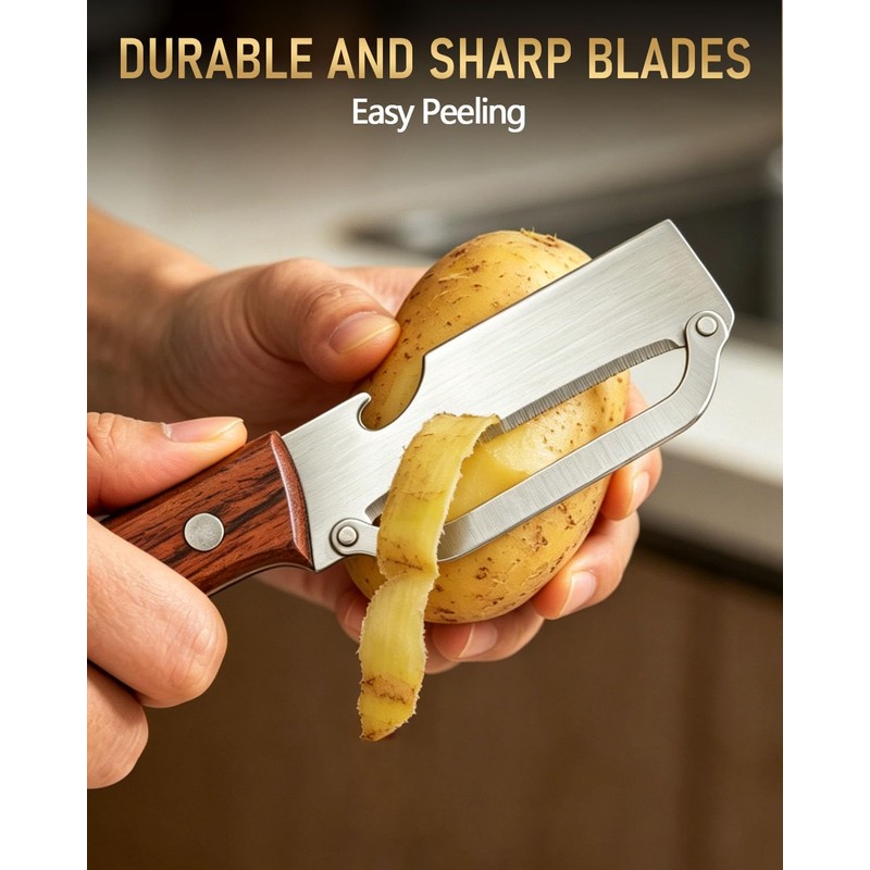 Multi-Purpose Kitchen Peeler, Sharp Stainless Steel Blade for Fruits &