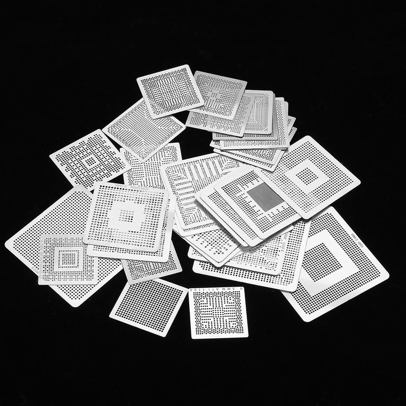 33pcs BGA Universal Reballing Rework Net Stencils Steel Template Mesh