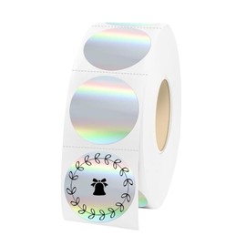 Yeachlaing 1" Holographic Thermal Label Stickers Blue,Printable Rainbow Glitter Thermal Printer Sticker Labels for Gift Wrapping, Self-Adhesive Name Price Tag DIY Custom Logo Design (1000 pcs)