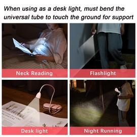 TogloFir 3 in 1 LED Book Light, Camping Light & Flashlight, 1800mAh Rechargeable Camping Lantern for Home Office, Outdoor Camp, Bed Reading at Night & Outdoor - Foldable Neck Hanging Light (Pink)