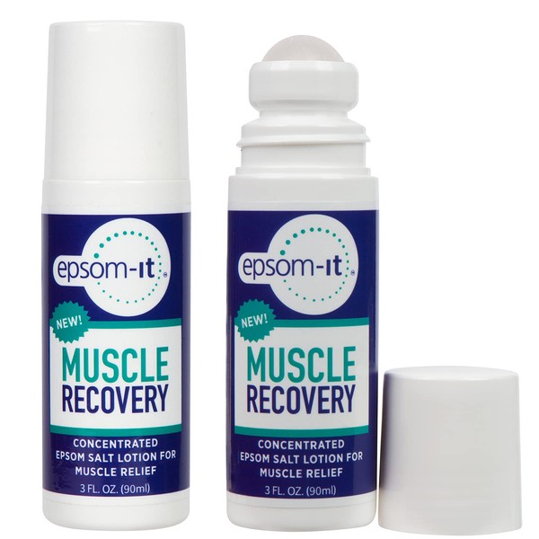 EPSOM-IT Muscle Recovery Lotion Natural Roll-On Concentrated Magnesium Sulfate Cream Fortified with Arnica, for Muscle Stiffness from Running, sprains, backaches, Exercise, Walking (Rollerball)