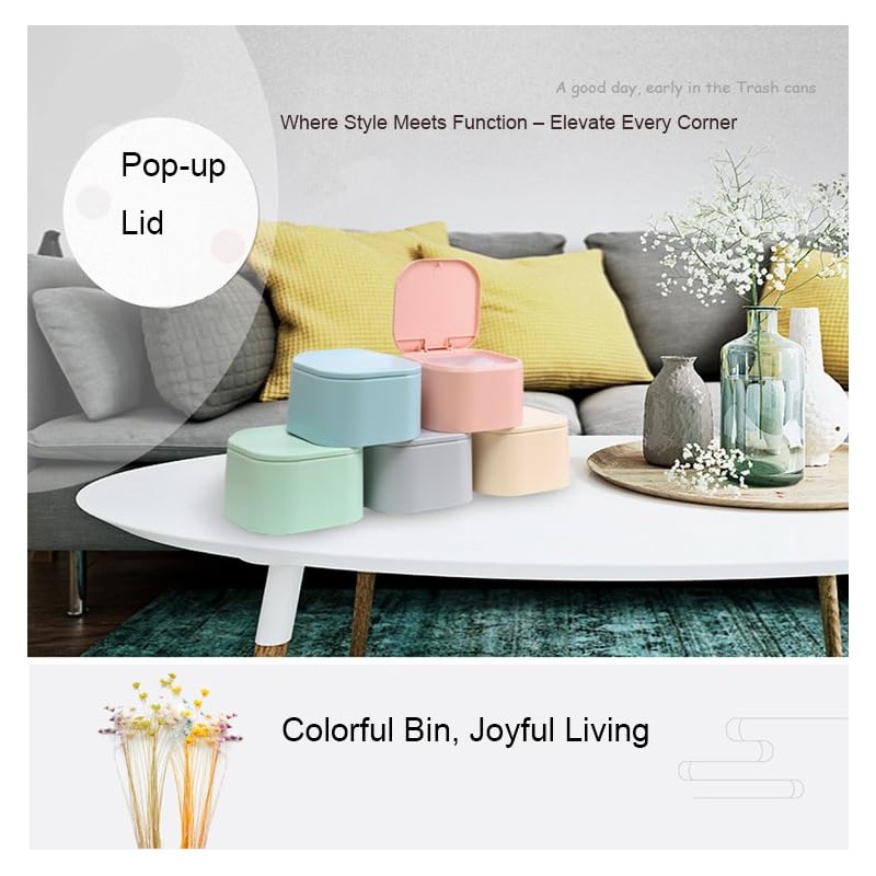 Desktop press type pop-up lid Scandinavian small rubbish bin small