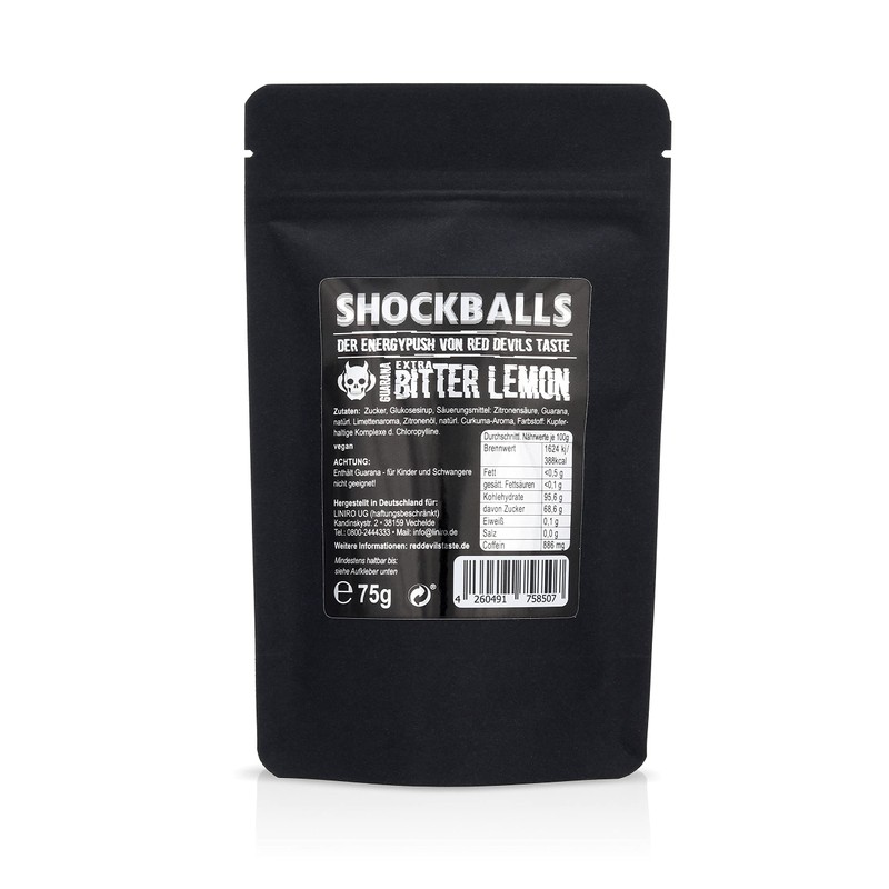 Extra Power Shock Balls Bitter Lemon with 3000 mg Guarana
