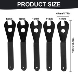 Zbssny Bicycle Cone Wrench Set, 13-17 mm, 5 Pieces, Carbon Steel, Black