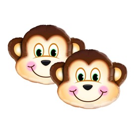Set of 2 Adorable Monkey Head Jumbo 35" Foil Party Balloons