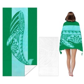 Aicmerk Whale Pattern Beach Towel - 30x60 Inch Fast Dry Microfiber Towel, Lightweight & Versatile for Beach, Pool, Yoga, Travel, Ideal as Beach Blanket & Vacation Essential