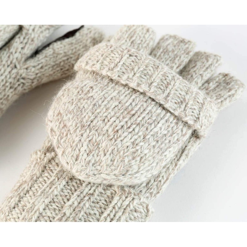 Novawo Wool Blend Knit Convertible Insulating Fingerless Gloves with Mitten