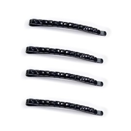 4Pcs Black Rhinestone Bobby Pins，Sparkly Crystal Diamondr for Women, Metal Decorative Barrettes for Hair Accessories