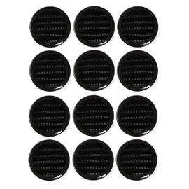 2" Round Plastic Louver Soffit Air Vent Reptile Screen Grille Cover Multiple Colors/Quantities (12, Black)
