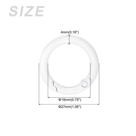 METALLIXITY Release Spring O-Rings (27 mm / 1.06 Inch) Pack of 4 Round Carabiner Clips - for Hanging Crafts or Decorations, White, White