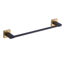 GERZWY 18-Inch Bathroom Towel Bar Modern Round Style SUS 304 Stainless Steel Bath Towel Bar Wall Mount (Black & Gold) JG1901A45-BD