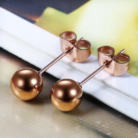 Flongo Women's Pearl Stud Earrings 3-8 mm Silver Black White Rose Gold Stainless Steel Stud Earrings Round Ball Beads Hypoallergenic Start Set for Girls Boys Women, Stainless Steel, No information