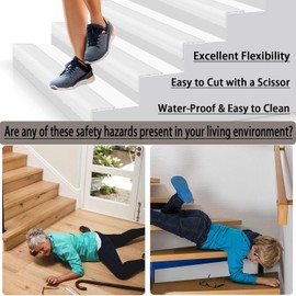 Vinyl Stair Nosing 16Ft Self Adhesive Stair Edge Protector Stair Edging, Stair Anti-Slip Stair Trim for Indoor & Outdoor (White)