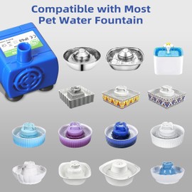 IP68 DR-DC160 submersible water pump Cat Water Fountain Pump for Tritone Ceramic, Stainless Steel, Round Flower Cap Cat Fountains, Automatic Pet Water Dispenser Replacement Pump (No LED)