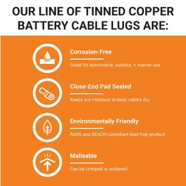 SELTERM 10pcs - 8 Awg - 3/8" Stud - Battery Lugs - Ring Terminal Connectors | with 12pcs 3:1 Black & Red Heat Shrink Tubing with Adhesive | Heavy Duty Battery Cable Ends - Tinned Copper Wire Lugs Kit