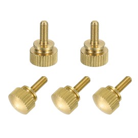 sourcing map 5Pcs Brass Knurled Thumb Screws, M3x8mm Shoulder Bolts Stepped Grip Knobs Fasteners Solid Brass Diamond Knurled Thumb Screws Knobs for Electronic, Mechanical
