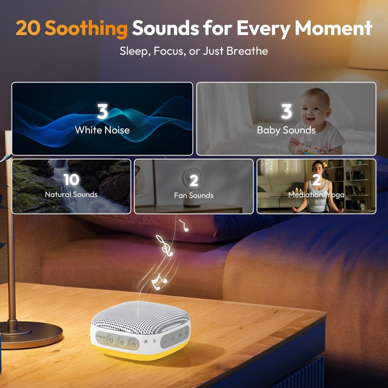 Portable Sound Machine for Travel, White Noise Sound Machine for