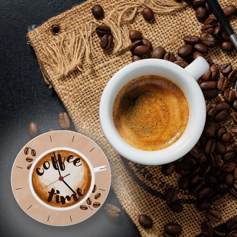 speecheese Coffee Time Coffee Wall Clock with Coffee Cup Decoration