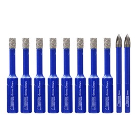 SHDIATOOL Diamond Drill Bits 1/4-inchx8pcs,with Carbide Tip Drill 6mmx2,Core Bits with Triangle Shank Hole Saw Cutter for Porcelain Tile Marble Ceramic Granite,Dry Wetting Drilling(Pack of 10)