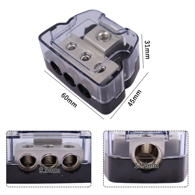 Power Ground Distribution Block 1 in 3 Out Zinc Alloy