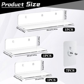 KUBDPQOR Versatile Acrylic Wall Shelf – Perfect Floating Shelves for Display & Storage, Shampoo Dispenser, Block Toy Display Shelf, and More – Ideal for Any Room and Purpose