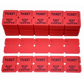 Homrelaxy 1000 Double Raffle Tickets, 50/50 Raffle Tickets for Events, Entry, Carnivals, Class Rewards and Door Prizes (Red)
