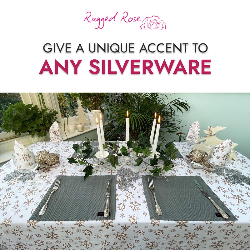 Ragged Rose Christmas Table Cloth - Festive Linen Tablecloth with