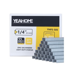 YEAHOME Light Duty Staples for Staple Gun, 3000 Counts 1/4-Inch JT21 Staples Standard Refill for Stapler, Suit for Upholstery, Crafts, General Repairs
