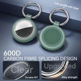 Inesore Waterproof Holder for AirTag, Carbon Fibre Texture Design Case Holder for Air Tag, Full Scratch-Resistant with Keyring AirTags for Pet Collar, Luggage Tag