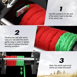 ZESUPER 3/8" x 100ft Synthetic Winch Rope Dyneema 12 Strand Winch Cable Car Tow Recovery Cable Winch Line Recovery Kit Winch Replacement Cable 26500 lbs for 4WD Off Road Vehicle Truck SUV Jeep(Green)