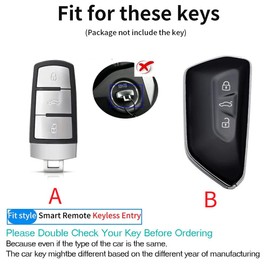 ontto Leather Car key fob cover fit for VW ID.3 ID.4 GTX Golf 8 GTI Seat Leon MK4 Tarraco Skoda Octavia Enyaq 2020-2023 Smart key case Keychain Keyring Accessories key bag key holder Blue B