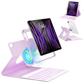 Keyboard Case for iPad Air 11 inch (M3/M2) & Air 5th 4th Generation, Magnetic Detachable Cover, 7-Color Backlit & Pencil Holder for iPad Air 11" M3 (2025), M2 (2024), Air 5/4, Pro 11" - Purple