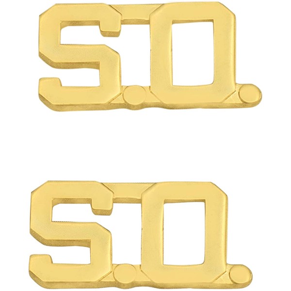 Smith & Warren 1/2" S.O. Letter Collar Brass Rank Insignia Gold Finish Sheriff Uniform Pin