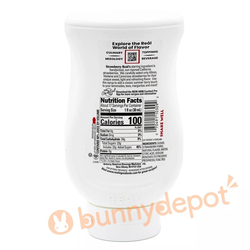 Real 16.9 fl. oz. Strawberry Flavors Puree Infused Syrup
