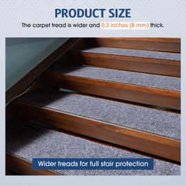 Nuanchu 6 Pcs Indoor Stair Treads Nonslip 35 x 10'' Carpet Treads with Rubber Backing