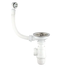 Wirquin 30723095 Single Basin Waste with Classic Siphon, Chrome and White, Chrome-Plated
