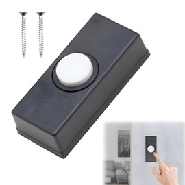 Surface-Mounted Bell Push, Plastic Bell Push Button for Doorbell, Bell Push Button Bell Switch Bell Switch with Screws Round Doorbell Push Button (Black)