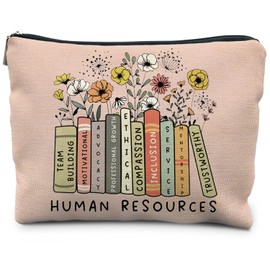 RYYCDOI Human Resources Gifts - HR Appreciation Makeup Bag Pouch - Thank You Gift for HR Manager - Boho Floral Cosmetic Toiletry Bag (Pink)