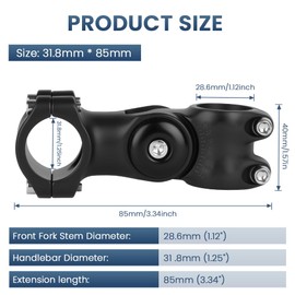 AOOSA Bicycle Stem Adjustable, 31.8 mm x 85 mm Handlebar Riser Bicycle, ± 60° Adjustable Aluminium Handlebar Stem, Hexagonal Hole Design, Bicycle Handlebar Stem Extender for Road Bike, Mountain Bike