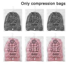 6Pack Hanging Vacuum Storage Bags, 67 X 90 Cm and 67 X 110 Cm, Waterproof Garment Organiser, Reusable Space Saver Compression Bags with Hangers,For Coats, Suits, Long Garments