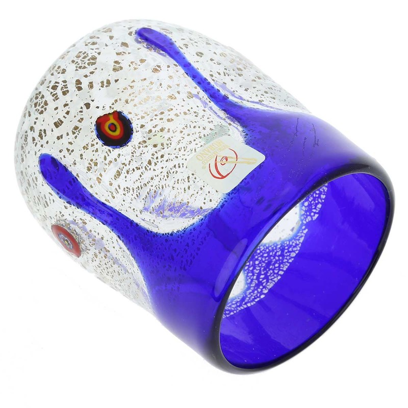 Glass Of Venice Murano Drinking Glass - Silver Liquid Blue