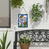 Viveta Stained Glass Window Hanging, Butterfly and Flowers Suncatcher, Glass