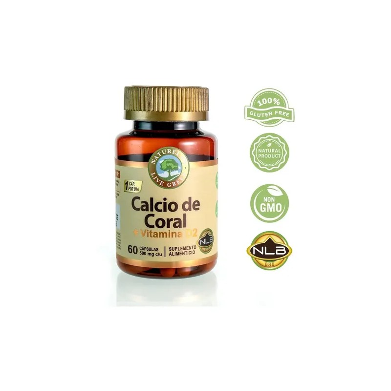 Calcio De Coral + Vitamina D2 - 60 Cápsulas -