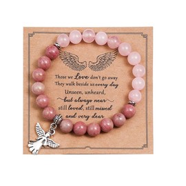 COLORFUL BLING Inspirational Religious Bracelet Guardian Angel Charm Bracelets/Sympathy Gift for Loss of Loved One/Sympathy Gift Amethyst Bead Bracelet/with Angle Wings Jewelry Gifts for Women-7