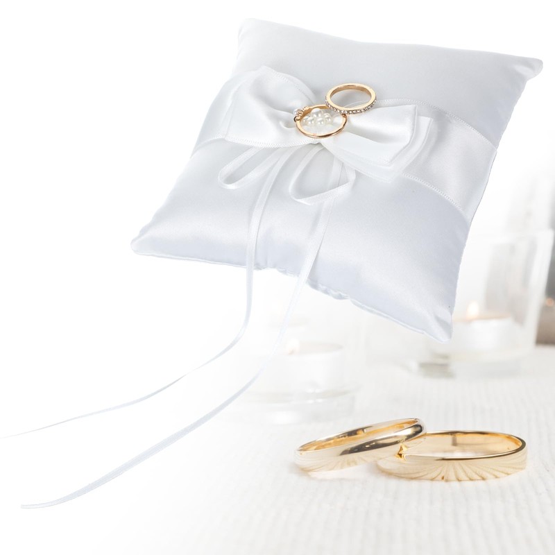 Bruislard 14 x 14 cm Wedding Bowknot Ring Bearer Cushion