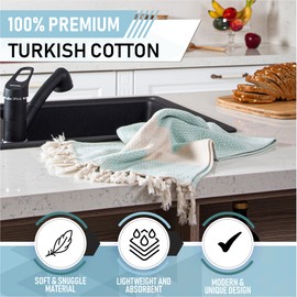 Rumi&Shams Toalla de Mano turca para baño, 2 Toallas Decorativas para baño, 100% algodón, Toallas de Mano Bohemias de 16 x 35 Pulgadas, Toallas de Mano Aqua para baño, Certificado Oeko-Tex